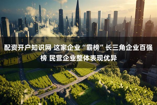 配资开户知识网 这家企业“霸榜”长三角企业百强榜 民营企业整体表现优异